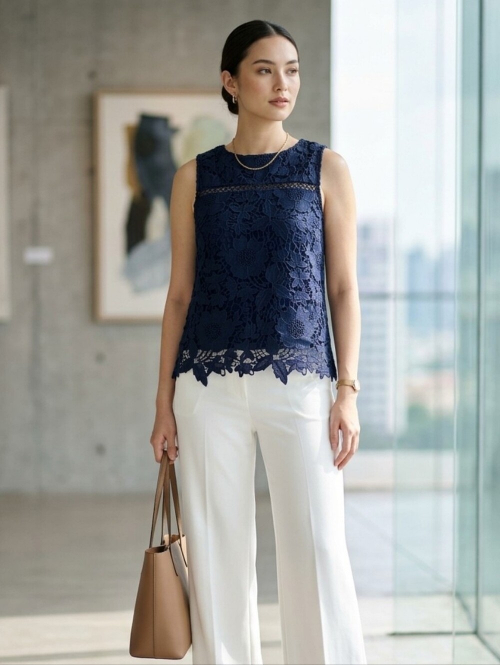 Haute Monde Navy lace sleeveless  Size: L